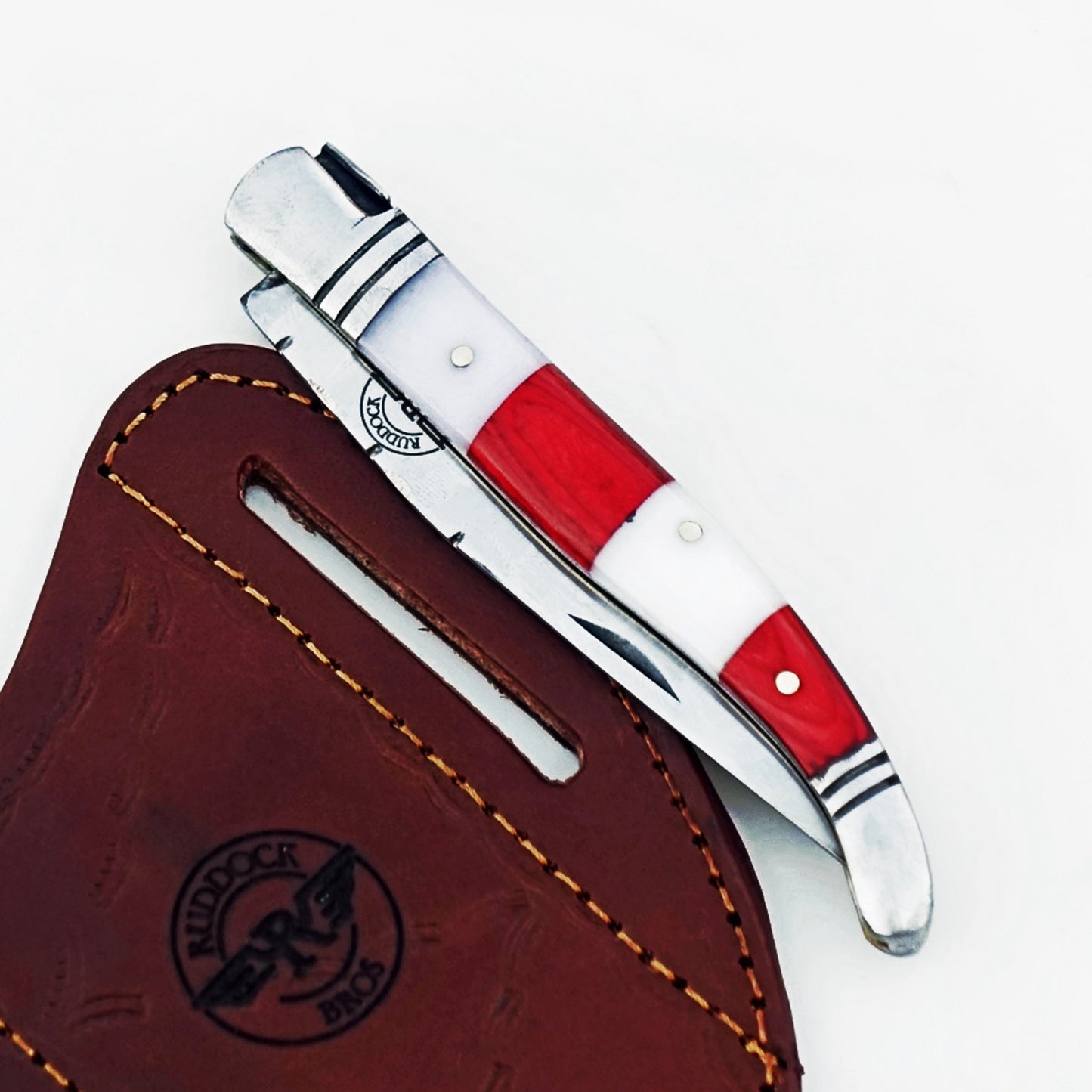 Monsignor Rugby Red Stripe Folding Knife - Stainless Steel