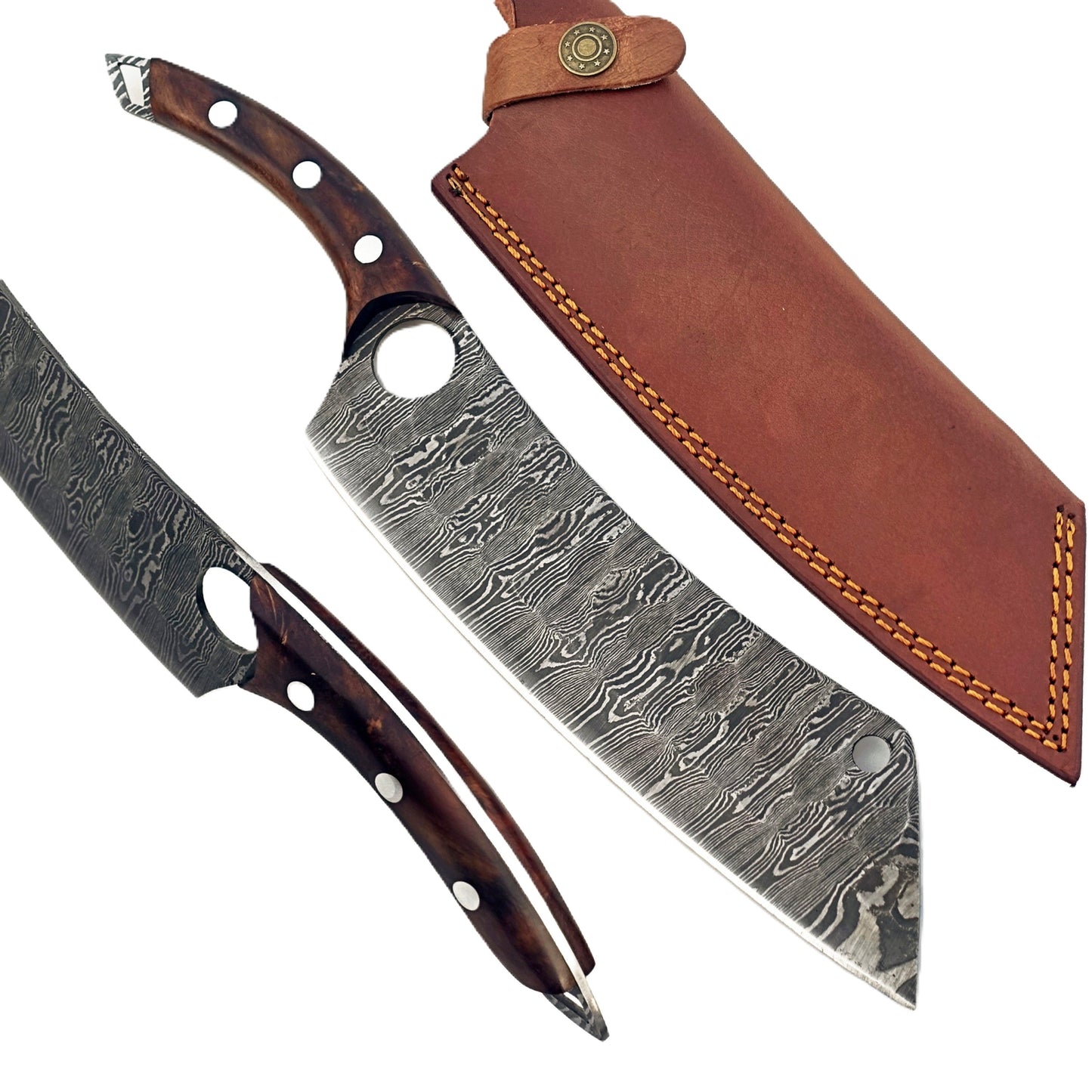 Rosewood Cleaver - Damascus Steel