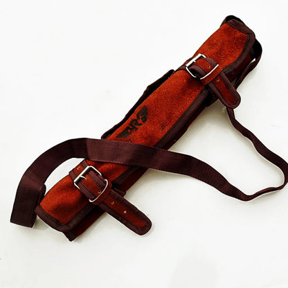 Stainless steel four piece knife set with patriotic handles with bone and hardwood by Ruddock Bros El Paso Texas Ruddock Shirts with leather carry pouch