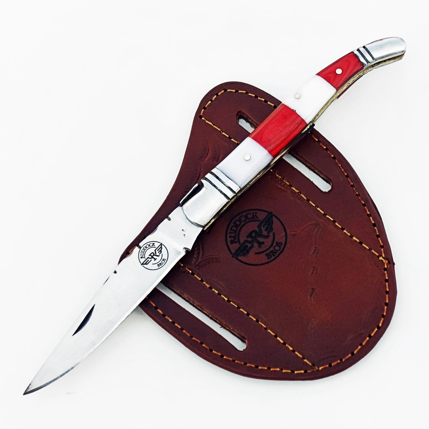 Monsignor Rugby Red Stripe Folding Knife - Stainless Steel