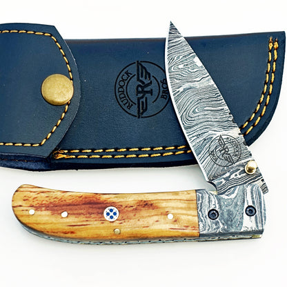 Kentucky Slugger Folding Knife - Damascus Steel