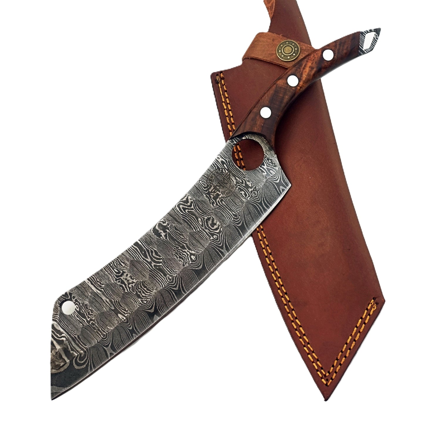 Rosewood Cleaver - Damascus Steel