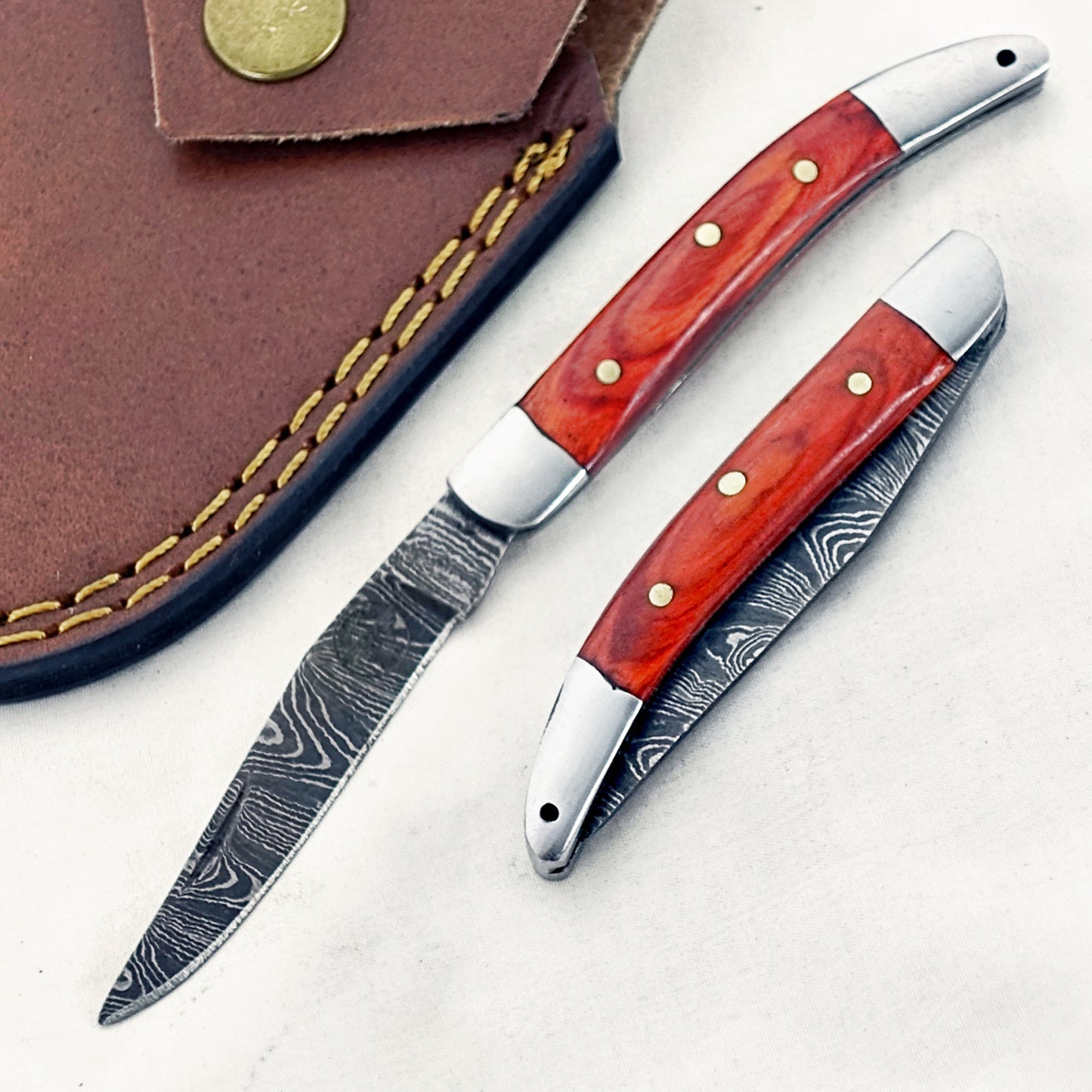 Burnt Slim - Folding Pocket Knife - Damascus Steel