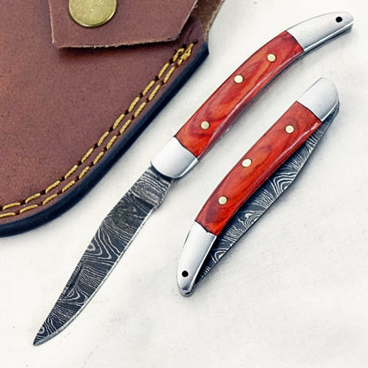 Burnt Slim - Folding Pocket Knife - Damascus Steel