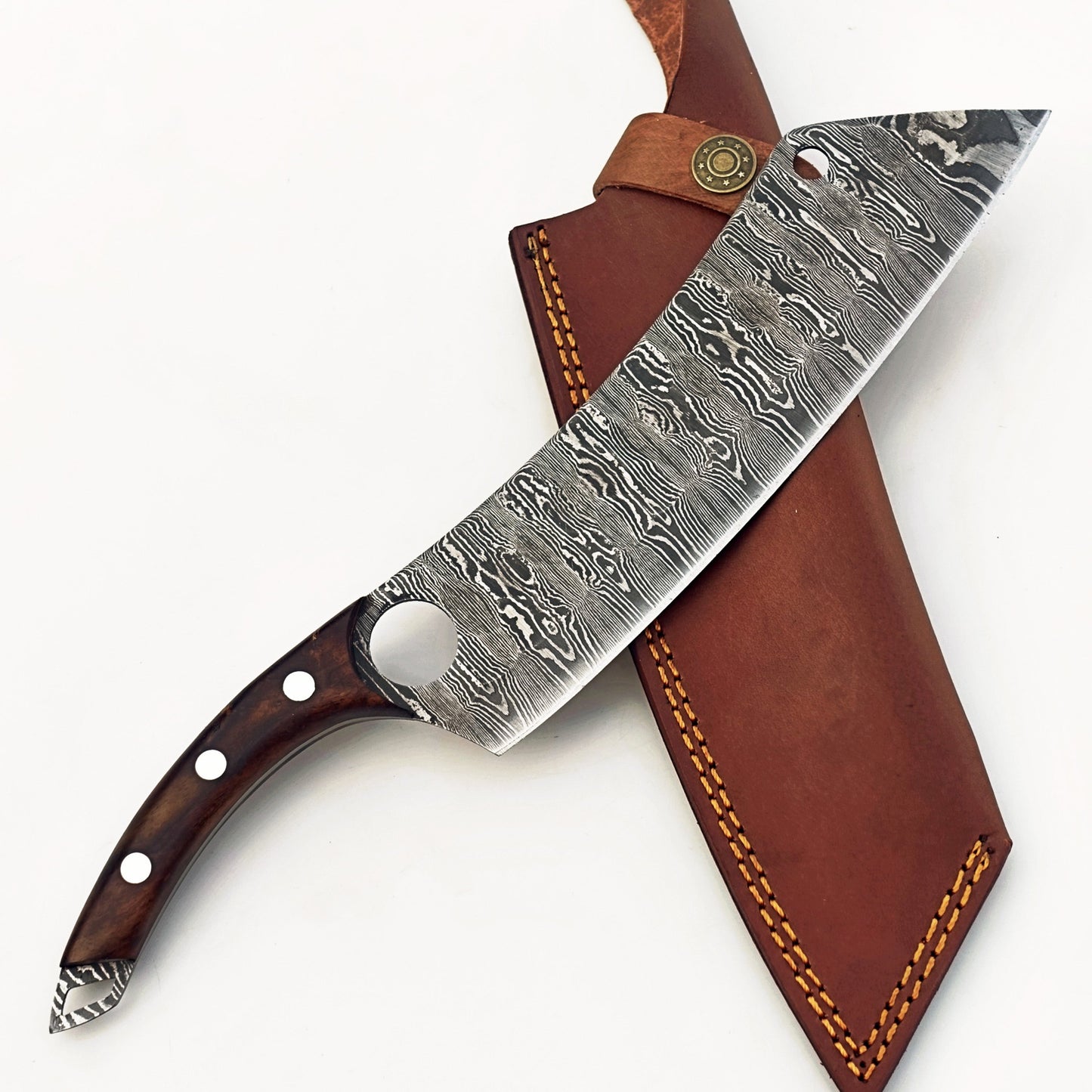 Rosewood Cleaver - Damascus Steel
