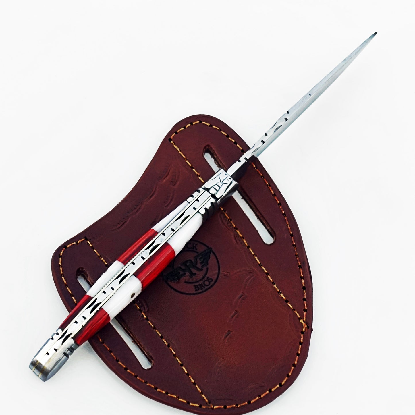 Monsignor Rugby Red Stripe Folding Knife - Stainless Steel