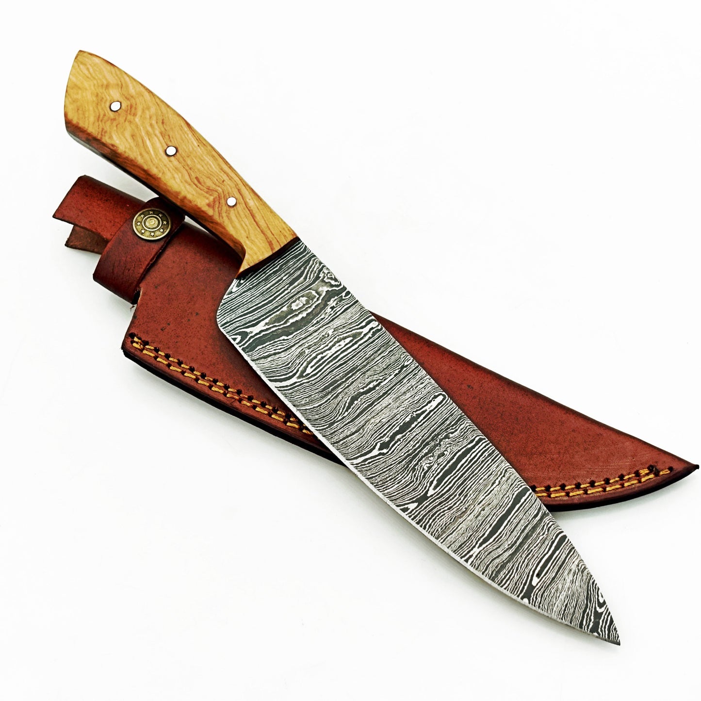 Olivewood Chef Knife - Damascus Steel - 12"