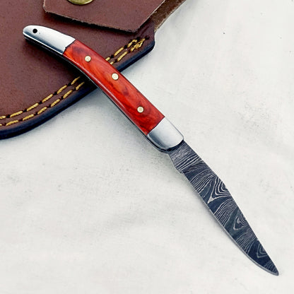 Burnt Slim - Folding Pocket Knife - Damascus Steel