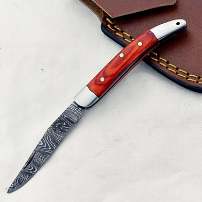 Burnt Slim - Folding Pocket Knife - Damascus Steel
