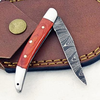 Burnt Slim - Folding Pocket Knife - Damascus Steel