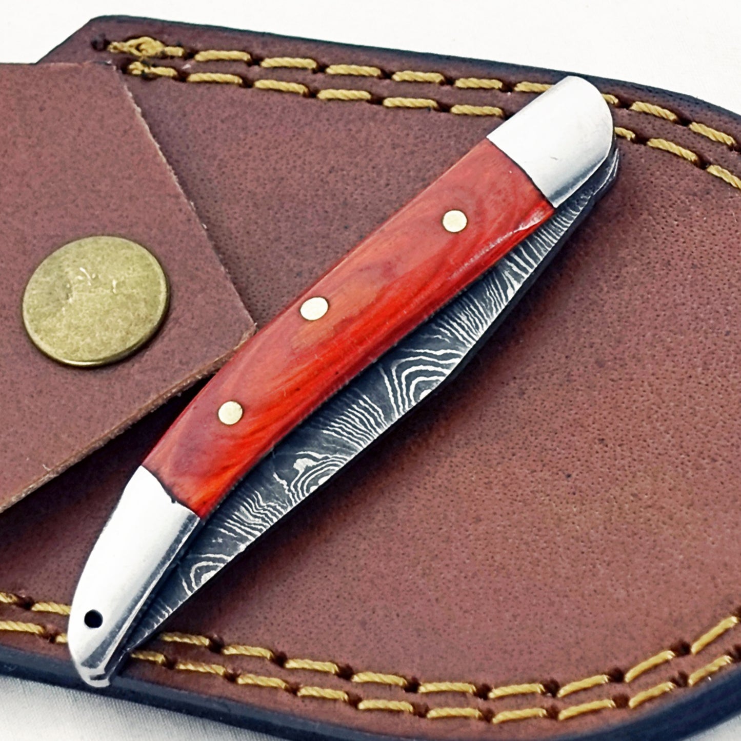 Burnt Slim - Folding Pocket Knife - Damascus Steel