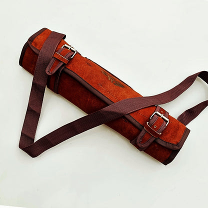 Damascus steel knife 5 piece knife set with rosewood handles by Ruddock Bros El Paso Texas Ruddock Shirts with leather carry pouch