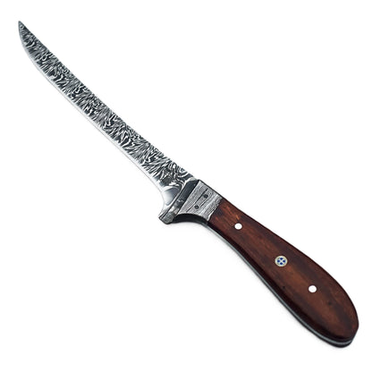 Walnut Fillet Knife - 7" Blade - Damascus Steel