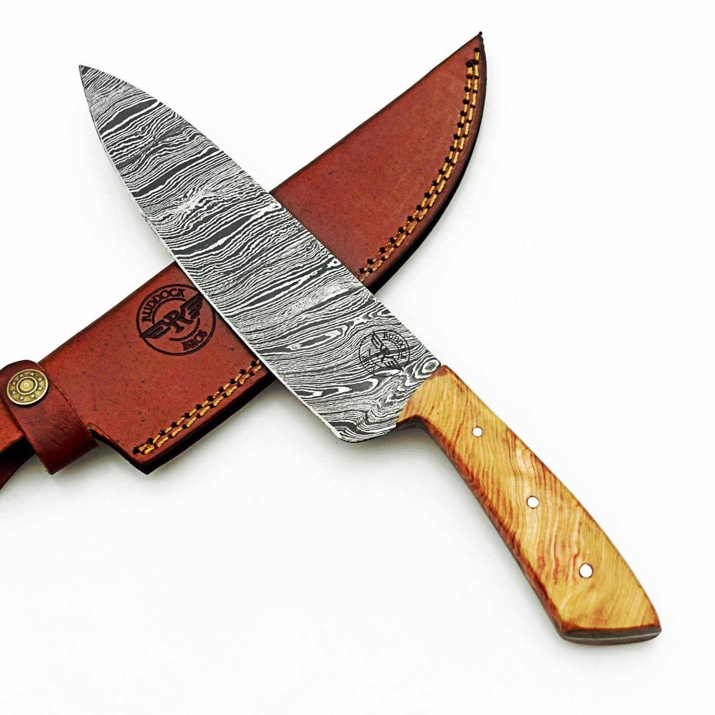 Olivewood Chef Knife - Damascus Steel - 12"