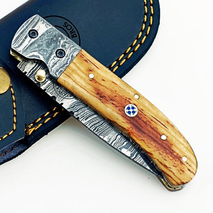 Kentucky Slugger Folding Knife - Damascus Steel