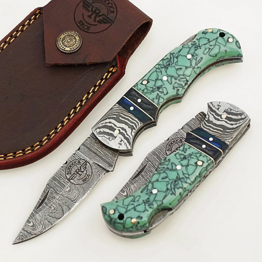 Santa Fe Folding Knife - Damascus Steel