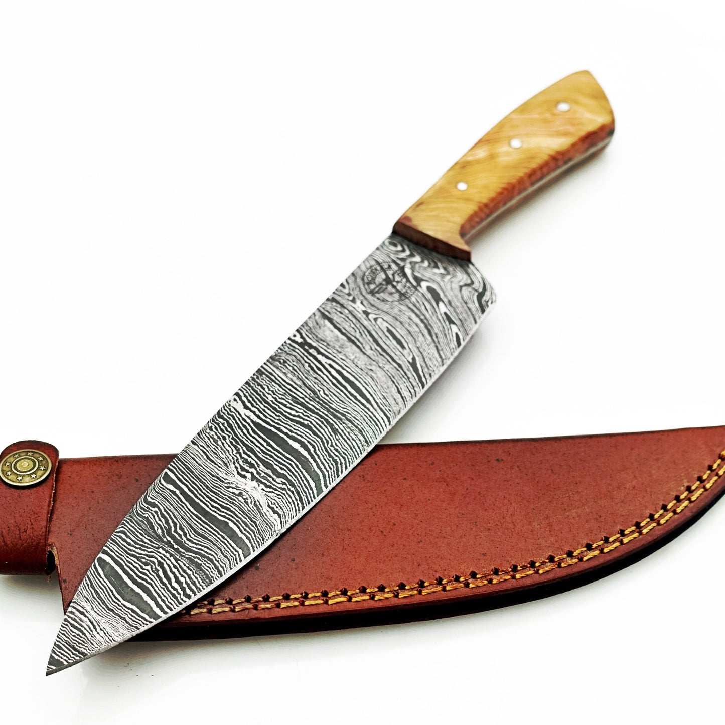 Olivewood Chef Knife - Damascus Steel - 12"