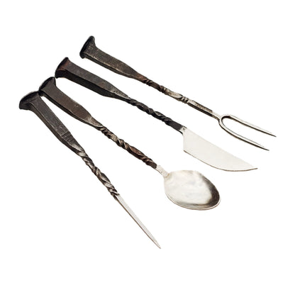 The Pinnacle Rustic Charcuterie Set - Antique Stainless - 4 Piece