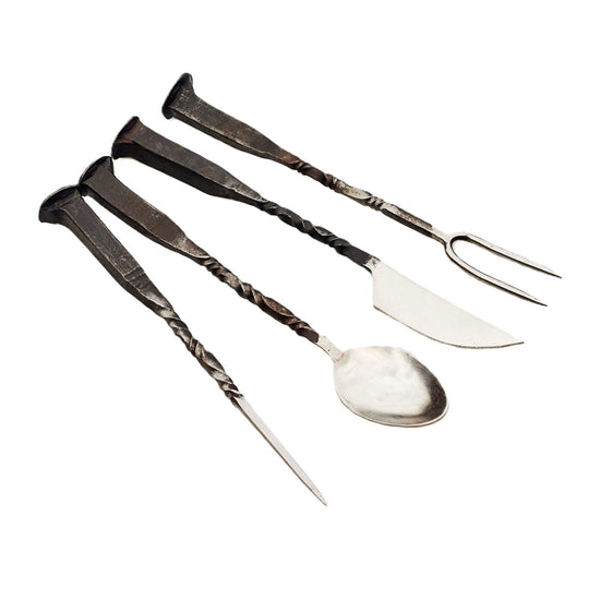The Pinnacle Rustic Charcuterie Set - Antique Stainless - 4 Piece
