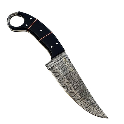 Panther - Ring Handle Utility Knife - Damascus Steel