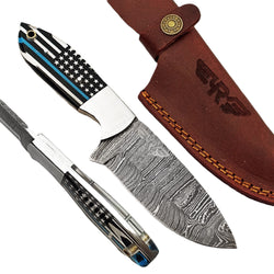 Blue Line Hunting Knife - Fixed Blade - Damascus Steel