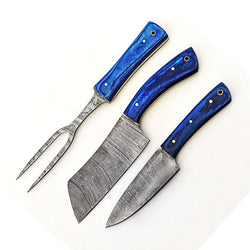 Blue Bonnet Carving Set - Damascus Steel - 12"
