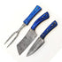 Ruddock Bros 3 piece carving set with blue hardwood handles and Damascus Steel blades Ruddock El Paso Texas