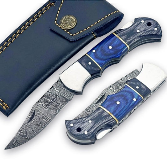 The Looker Folding Knife - Damascus Steel