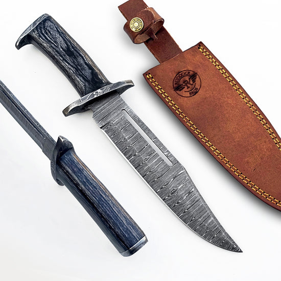 Privateer Survival Hunting Knife - Fixed Blade - Damascus Steel - 12"