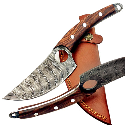 Rosewood Paring Knife - Fixed Blade - Damascus Steel