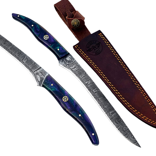 Horned Frog Fillet Knife - 7" Blade - Damascus Steel