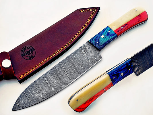 Lone Star Chef Knife - Damascus Steel - 12"