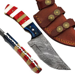 Americana Hunting Knife - Fixed Blade - Damascus Steel