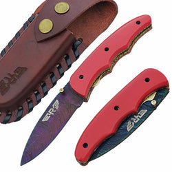 Rose Folding Knife - Damascus Steel