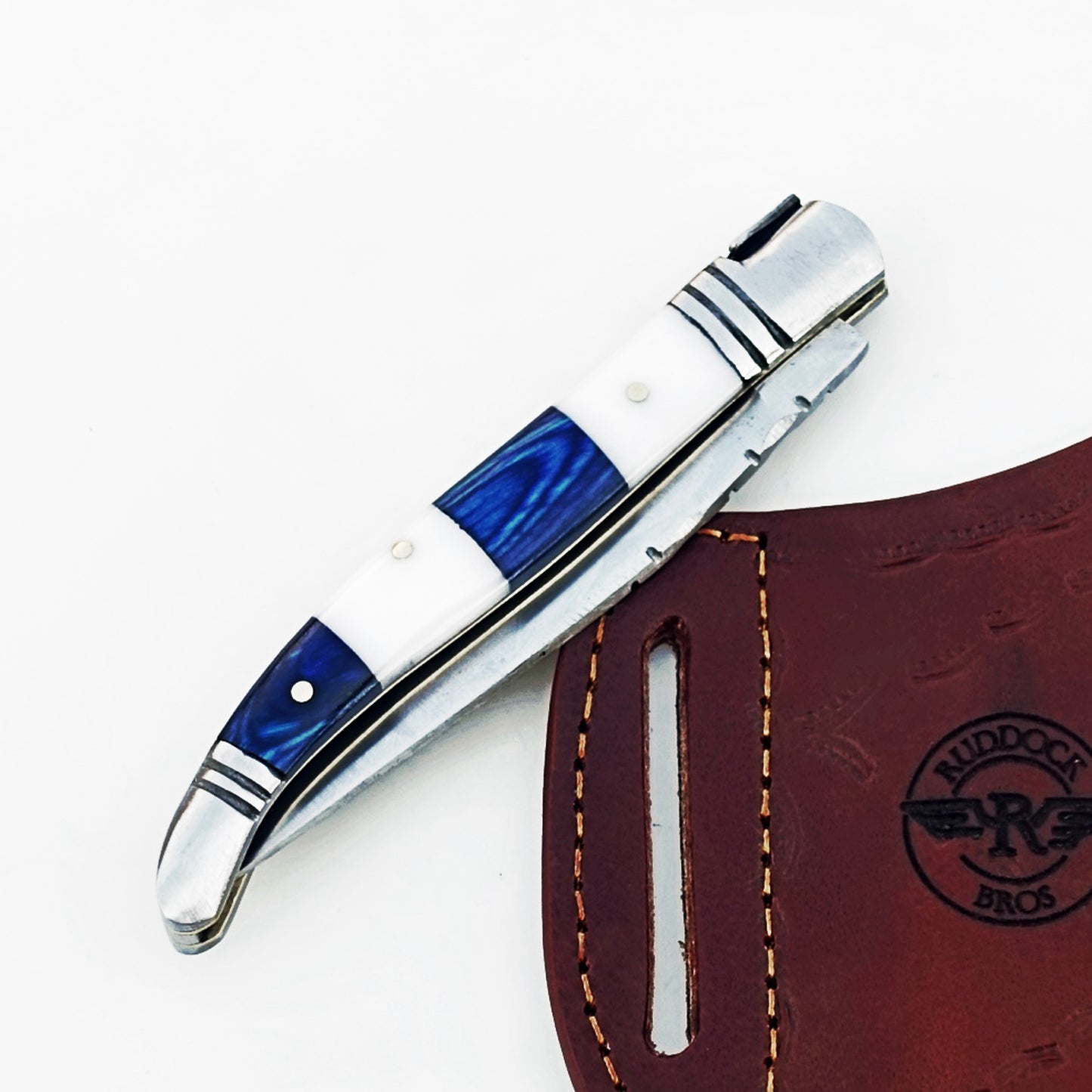 Monsignor Rugby Blue Stripe Folding Knife - Stainless Steel