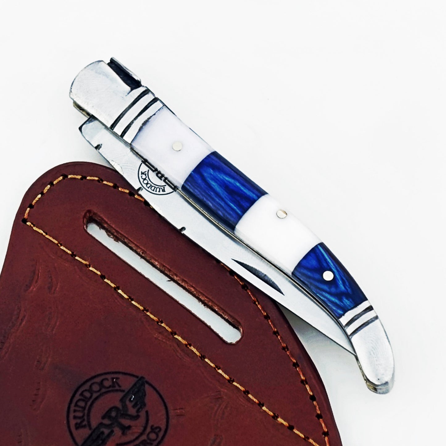 Monsignor Rugby Blue Stripe Folding Knife - Stainless Steel