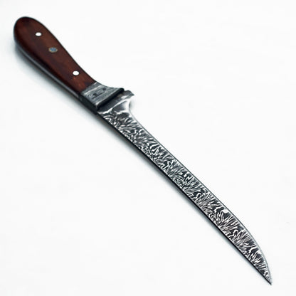 Walnut Fillet Knife - 7" Blade - Damascus Steel