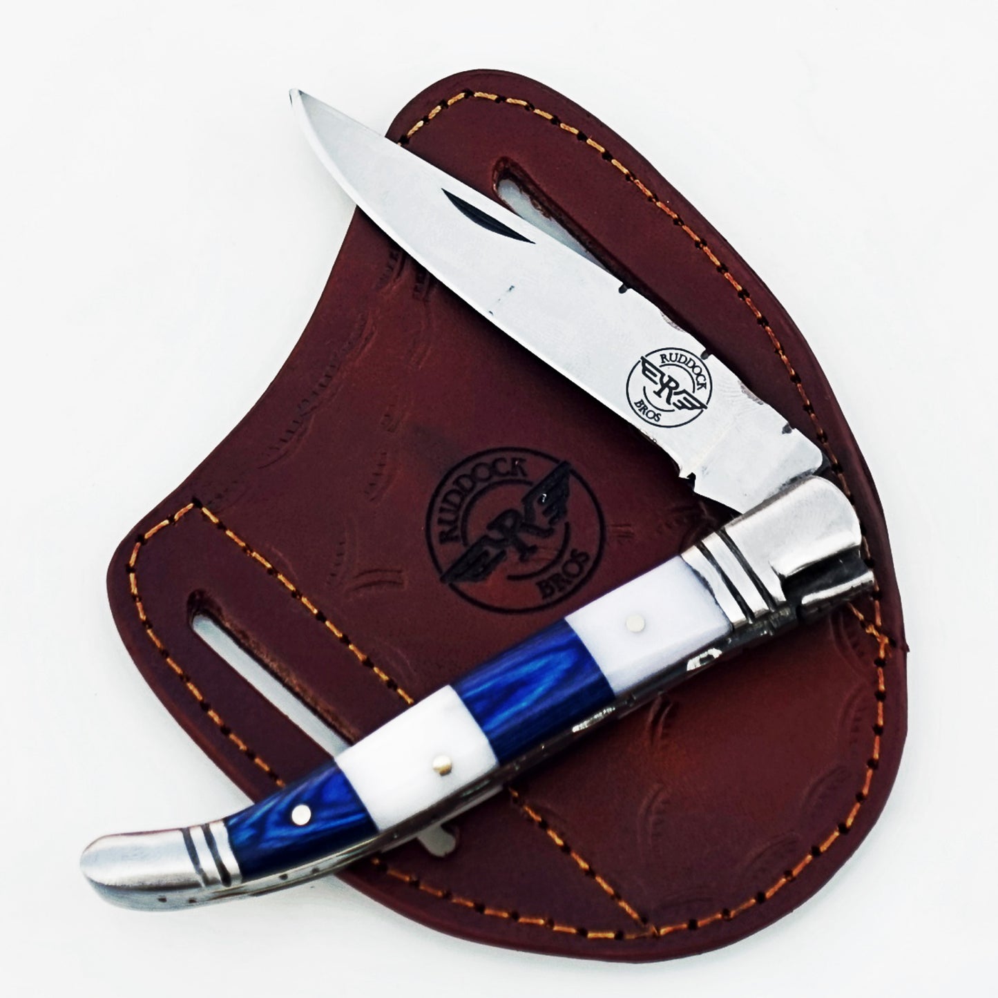 Monsignor Rugby Blue Stripe Folding Knife - Stainless Steel