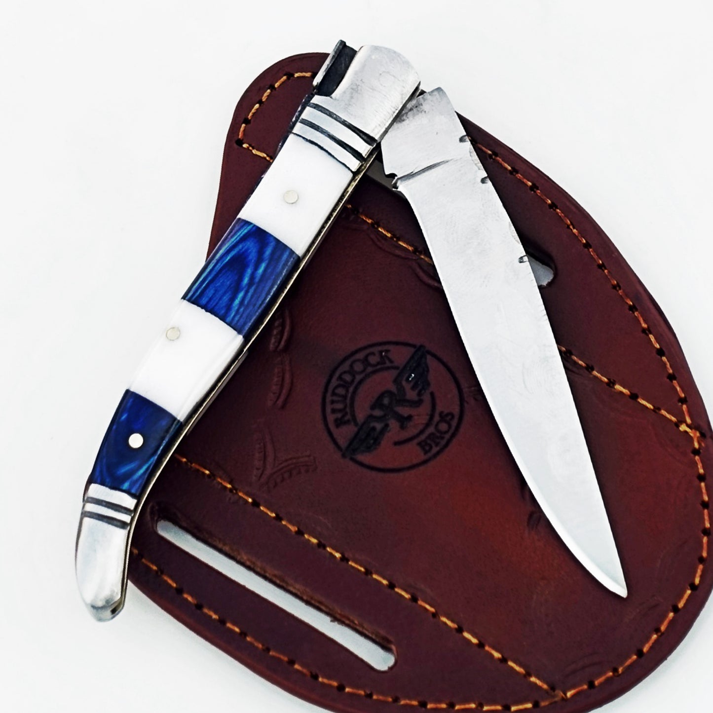 Monsignor Rugby Blue Stripe Folding Knife - Stainless Steel