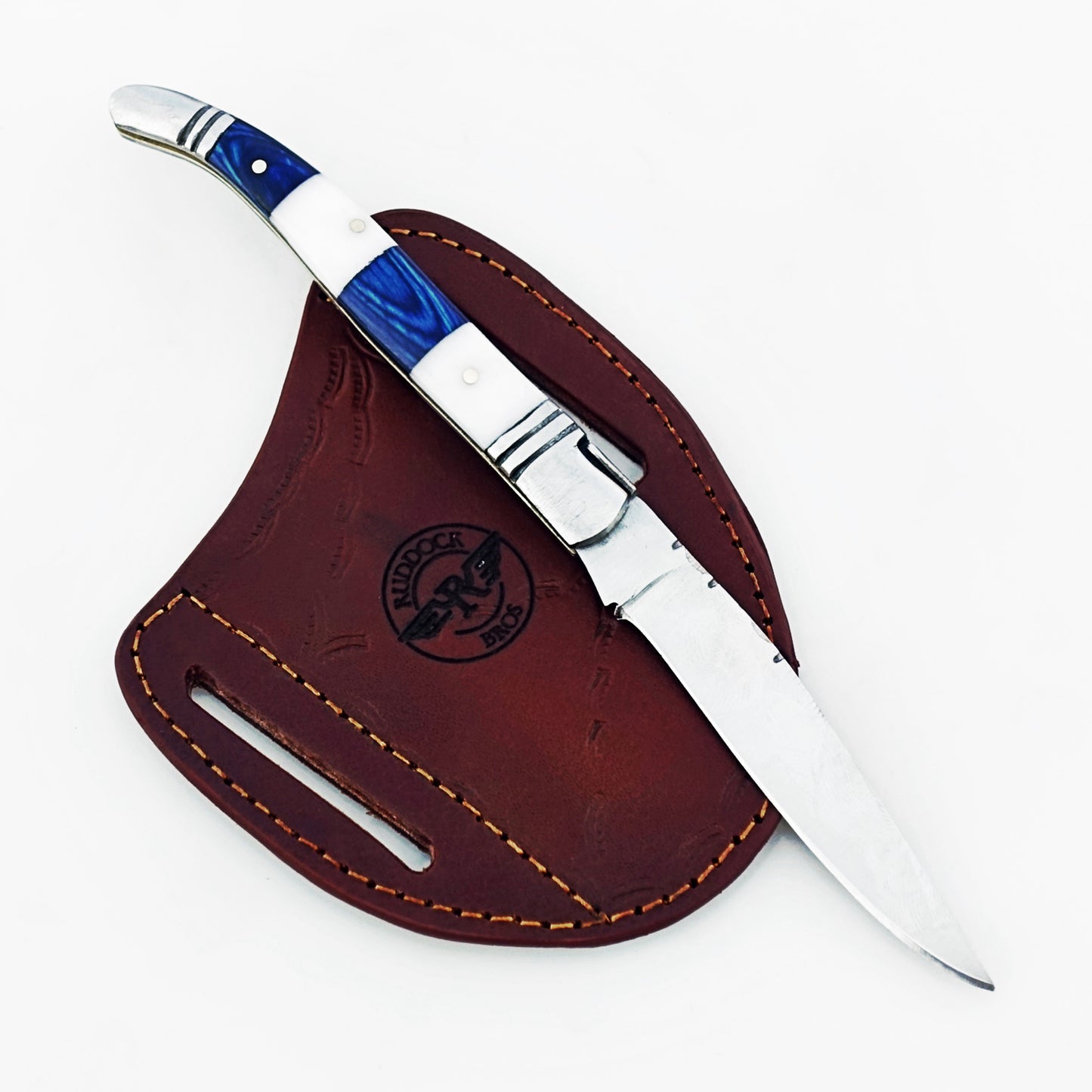 Monsignor Rugby Blue Stripe Folding Knife - Stainless Steel
