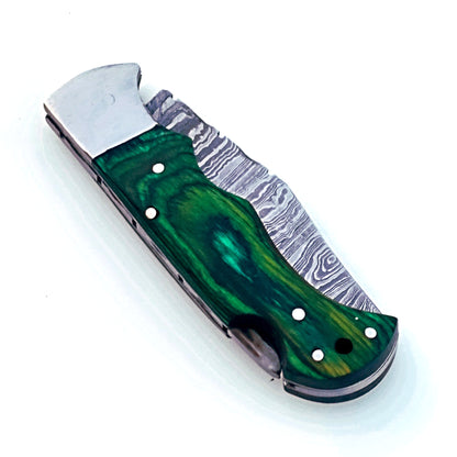 Sharp Damascus Steel Knife – Tactical Folding Utility Blade