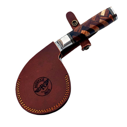Basketweave Pizza Cutter - Hardwood - Damascus Steel