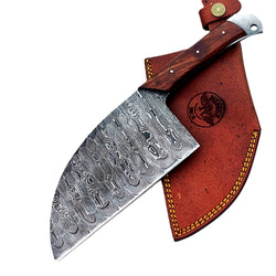 Rosewood Serbian Cleaver - Damascus Steel