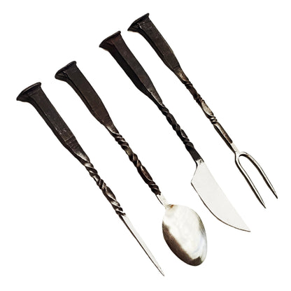 The Pinnacle Rustic Charcuterie Set - Antique Stainless - 4 Piece