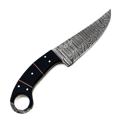 Panther - Ring Handle Utility Knife - Damascus Steel