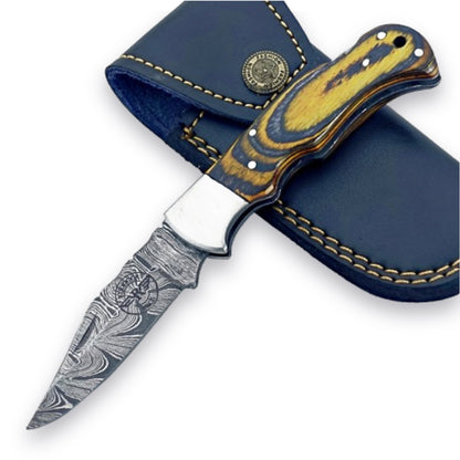 Honey Badger Folding Knife - Damascus Steel