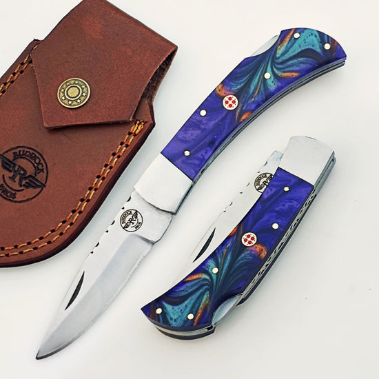 The Horned Frog Folding Knife - Damascus Steel