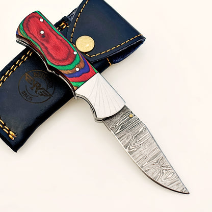 Multi-Colored Folding Knife Damascus – Premium Sharp EDC Pocket Blades