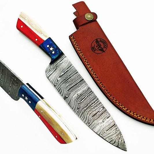 Lone Star Chef Knife - Damascus Steel - 12"