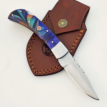 The Horned Frog Folding Knife - Damascus Steel